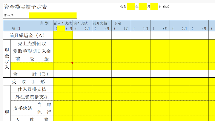資金繰り表